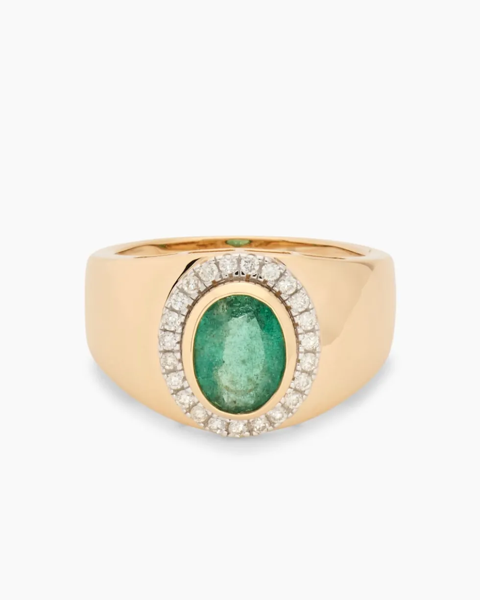 Ring mit Sambia Smaragd + Brillanten