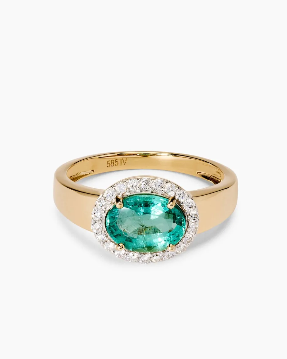Ring mit Sambia Smaragd & Brillanten