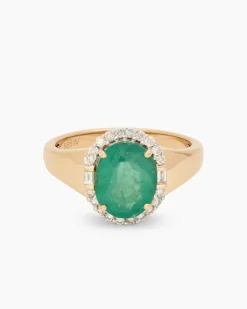 Ring mit Sambia Smaragd + Brillanten