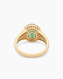 Ring mit Sambia Smaragd + Brillanten