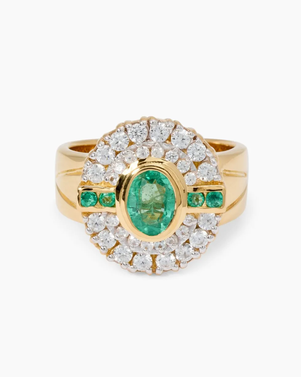 Ring mit Sambia Smaragd & Zirkon