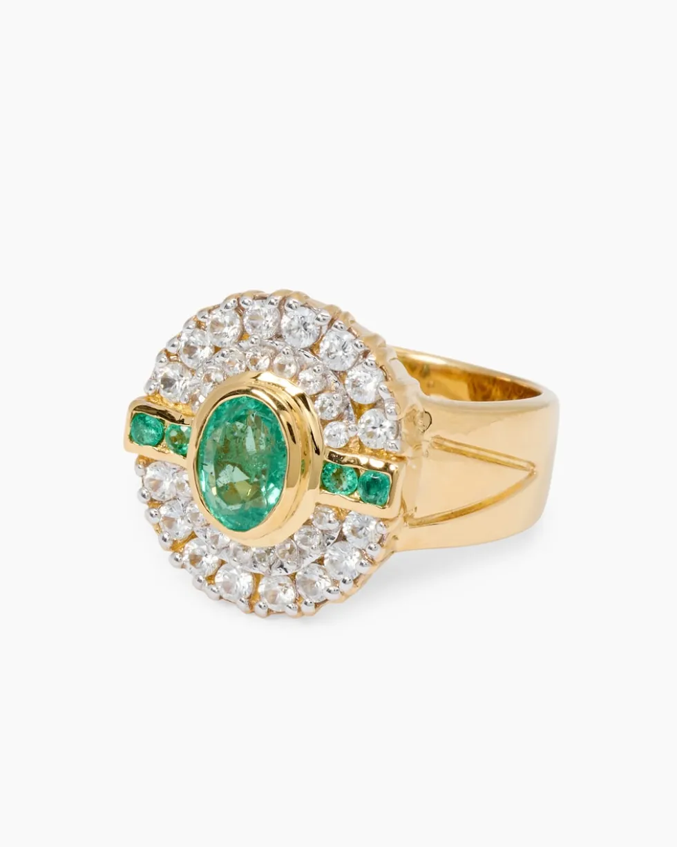 Ring mit Sambia Smaragd & Zirkon