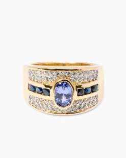 Ring mit Tansanit AAAA, Saphir & Zirkon