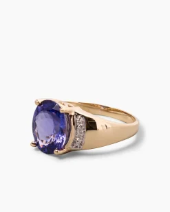 Ring mit Tansanit AAAA+ und Brillanten