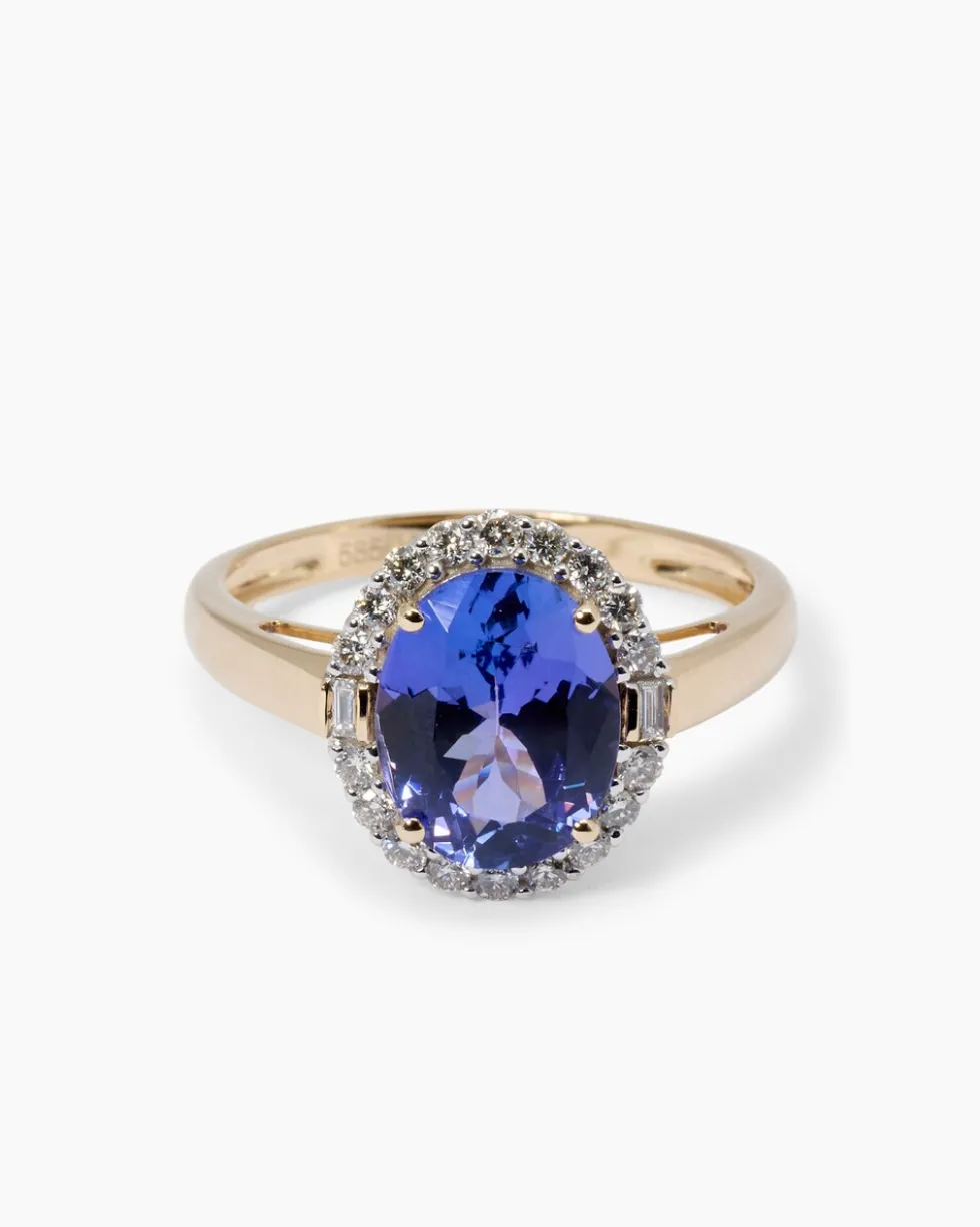 Ring mit Tansanit AAAA+ und Diamanten