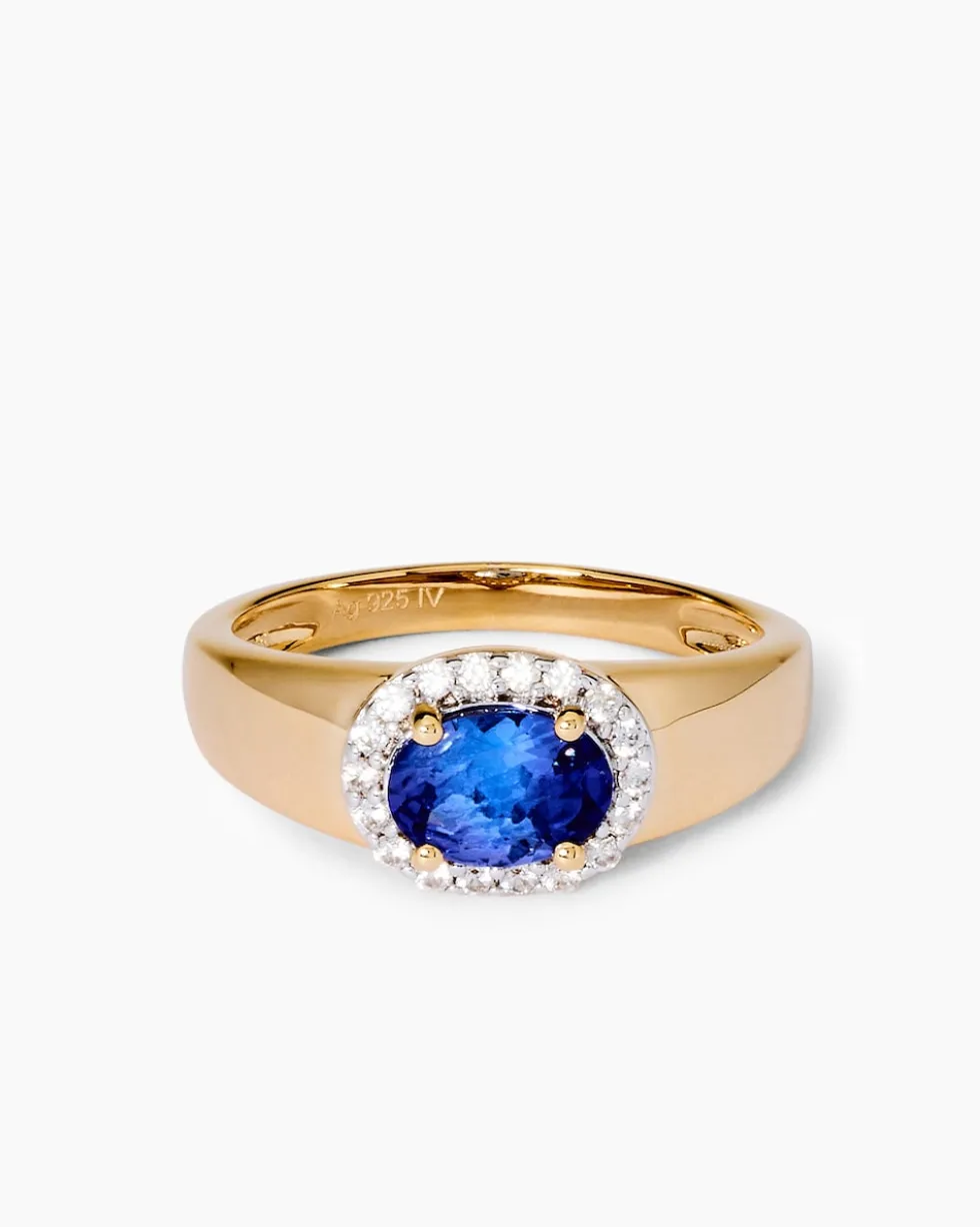 Ring mit Tansanit AAAA und Zirkon