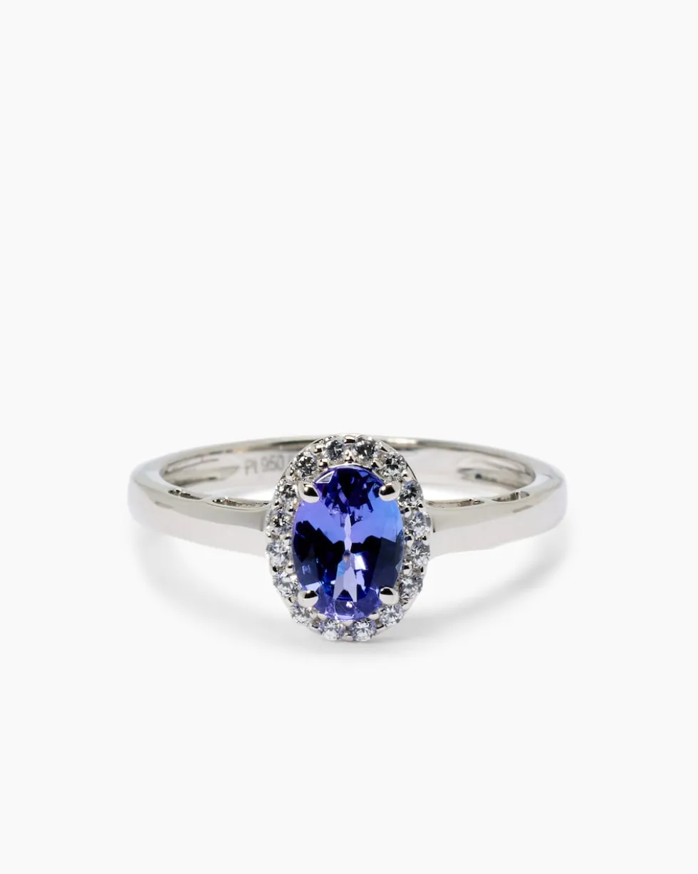 Ring mit Tansanit AAAA+ und Zirkonen