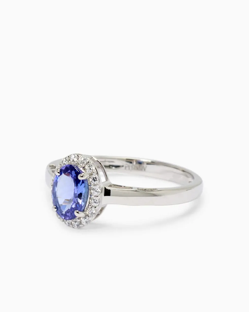 Ring mit Tansanit AAAA+ und Zirkonen