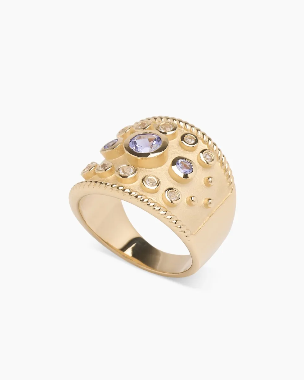 Ring mit Tansanit AAA+ und Weißtopas