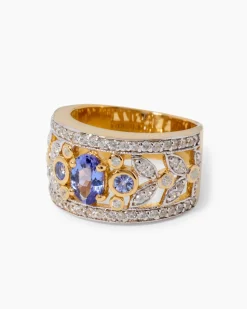 Ring mit Tansanit AAA und Zirkon