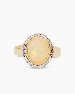 Ring mit Äthiopischem Opal und Edelsteinen
