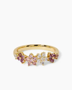 Ring-Set mit Zirkonia, Amethyst, Saphir & SWZ-Perle, 2tlg.