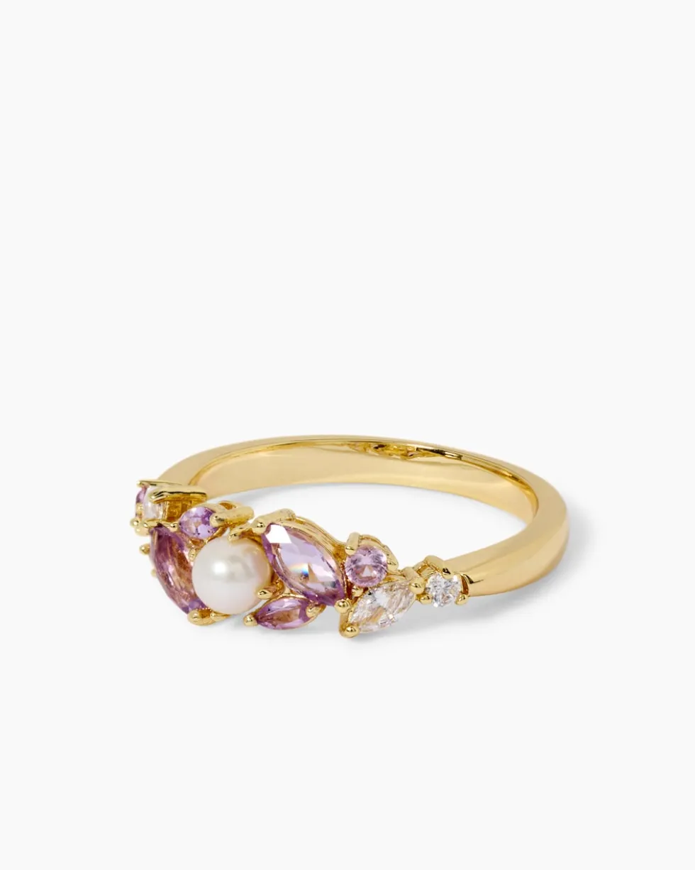 Ring-Set mit Zirkonia, Amethyst, Saphir & SWZ-Perle, 2tlg.