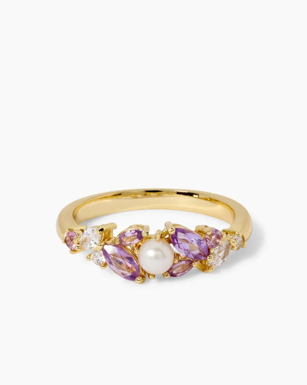 Ring-Set mit Zirkonia, Amethyst, Saphir & SWZ-Perle, 2tlg.
