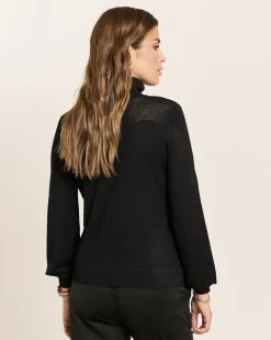 Rollkragenpullover mit Ajourmuster