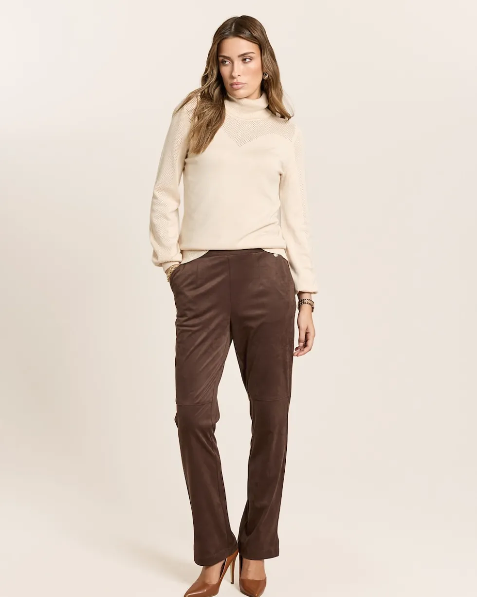 Rollkragenpullover mit Ajourmuster