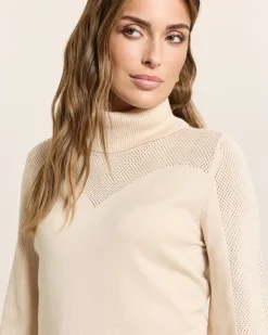 Rollkragenpullover mit Ajourmuster