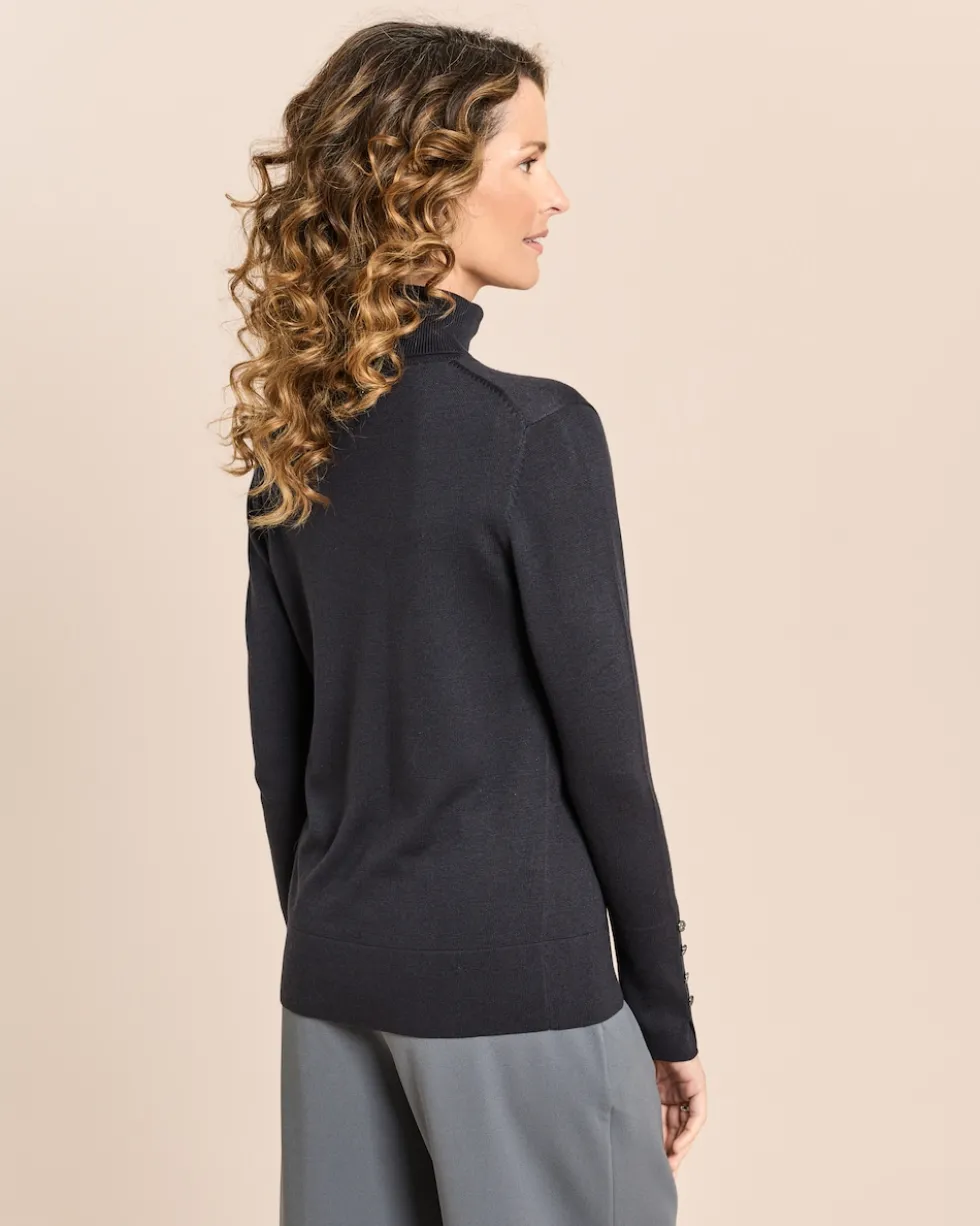 Rollkragenpullover mit Schlitz am Arm