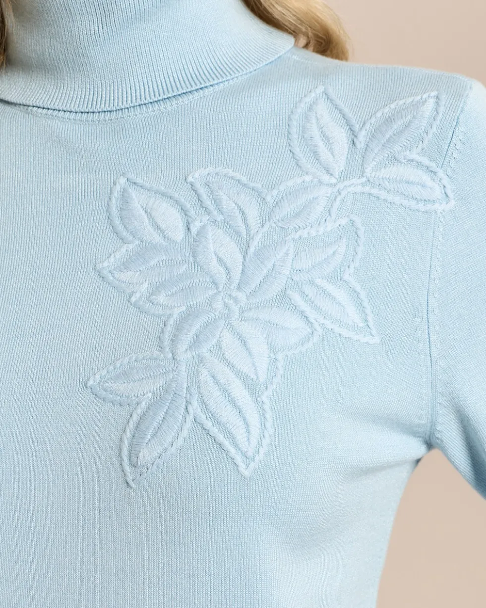 Rollkragenpullover mit Stickerei