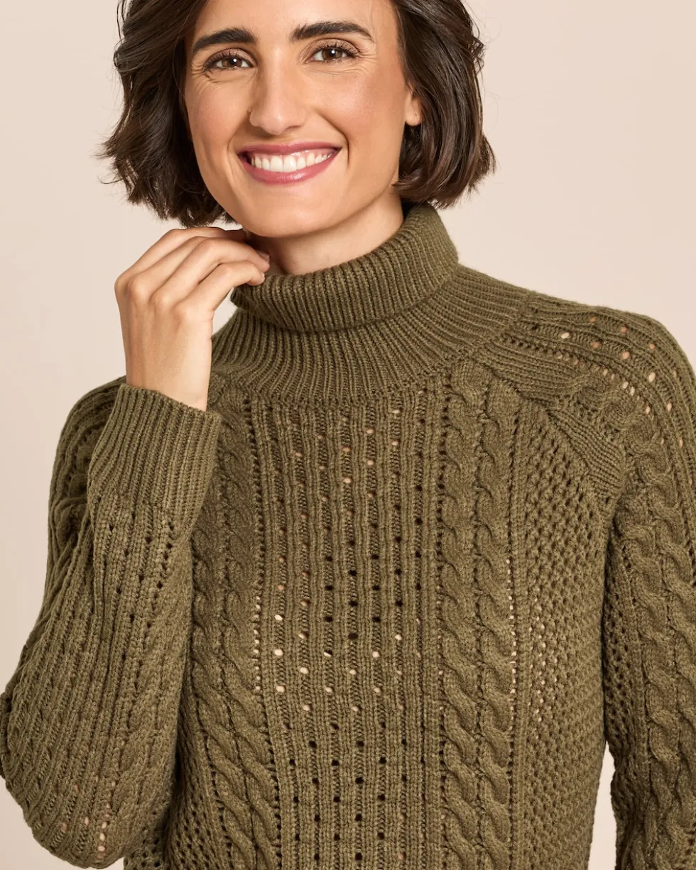 Rollkragenpullover mit Zopfmuster