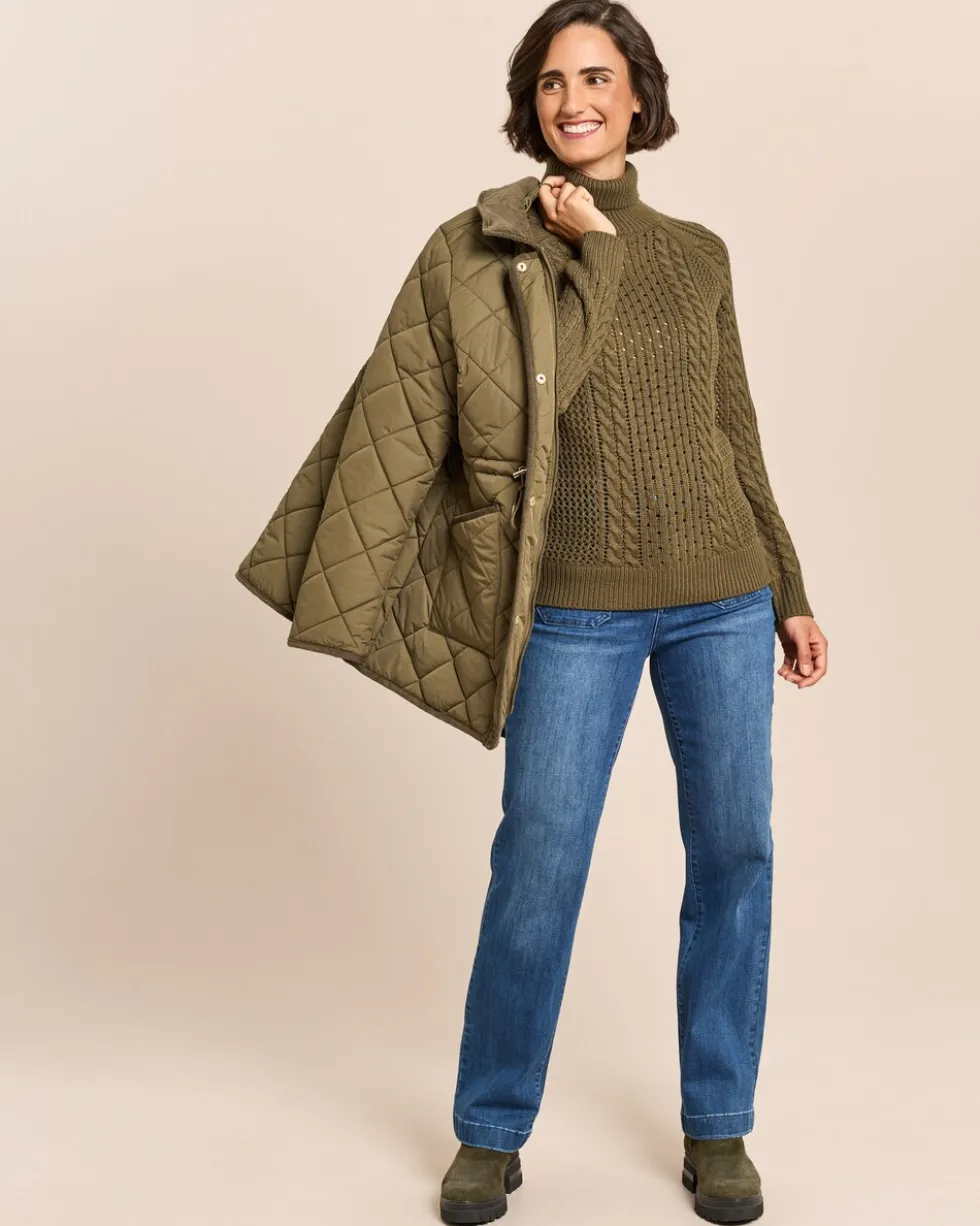 Rollkragenpullover mit Zopfmuster