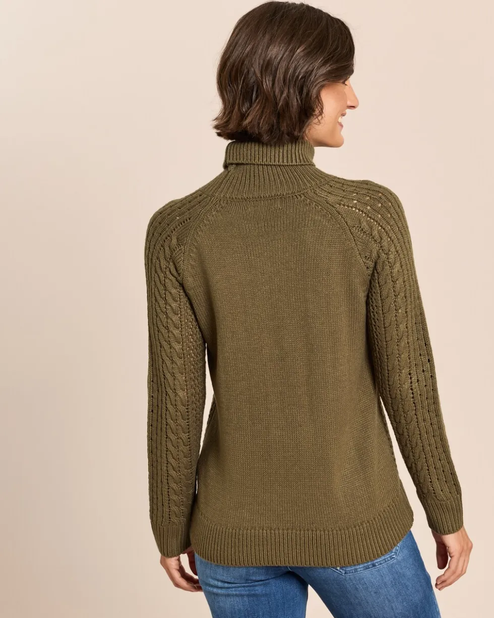 Rollkragenpullover mit Zopfmuster
