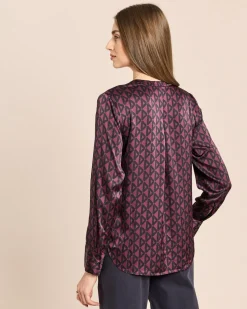 Satinbluse mit grafischem Print