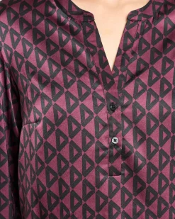 Satinbluse mit grafischem Print