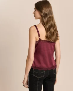 Satin-Top mit Spitze