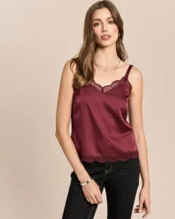 Satin-Top mit Spitze