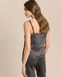Satin-Top mit Spitze
