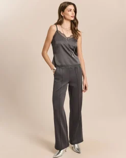 Satin-Top mit Spitze