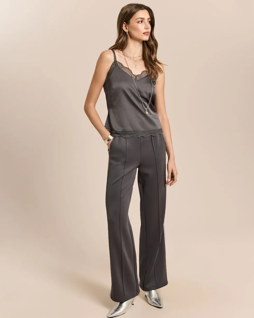 Satin-Top mit Spitze