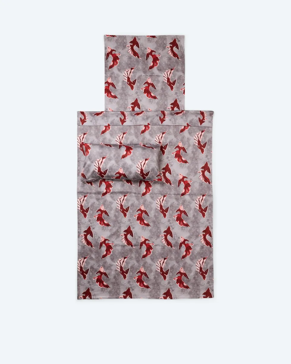 Satin-Wendebettwäsche "Koi Design", 3tlg.