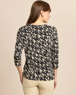 Shirt Hahnentritt V-Ausschnitt