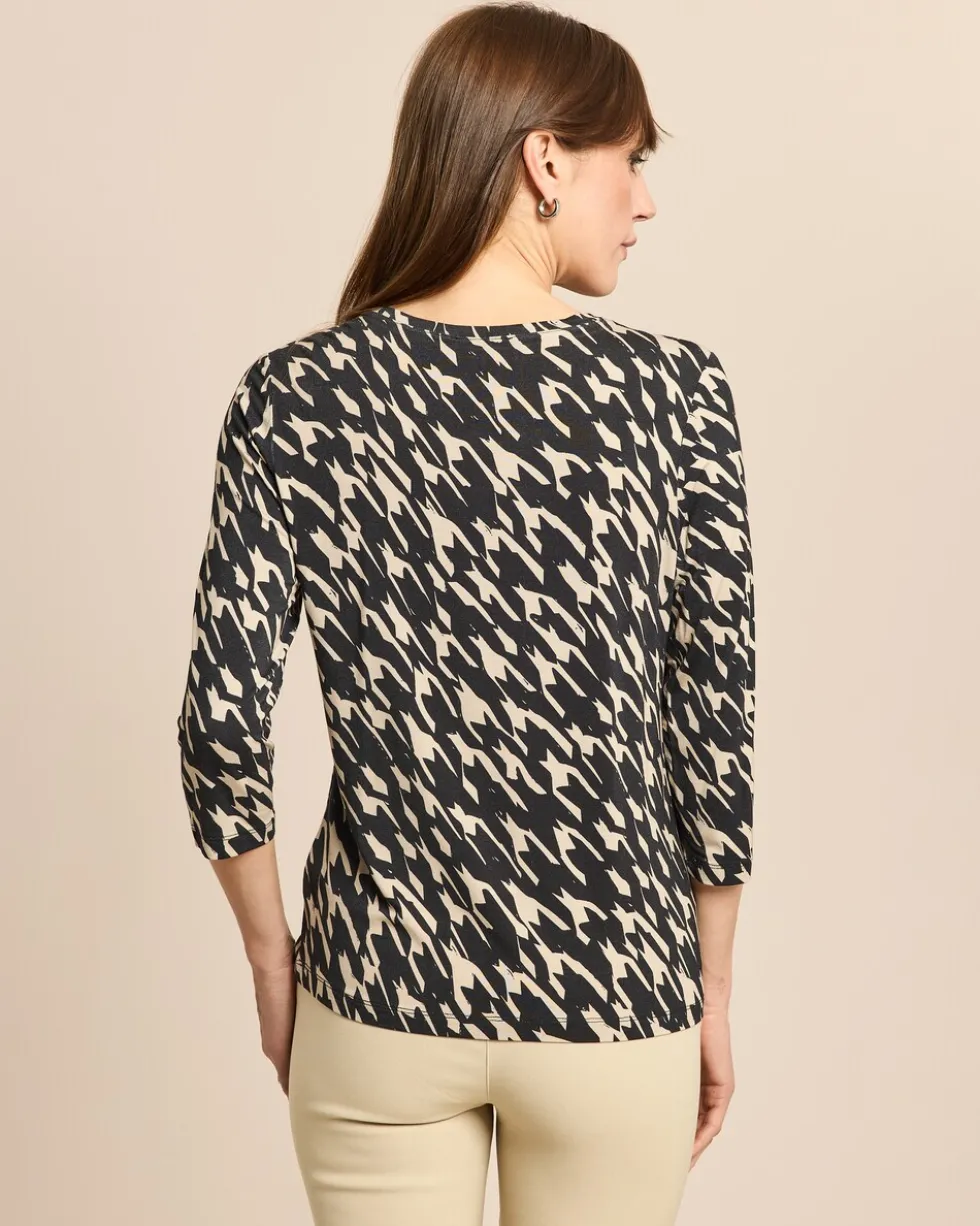 Shirt Hahnentritt V-Ausschnitt