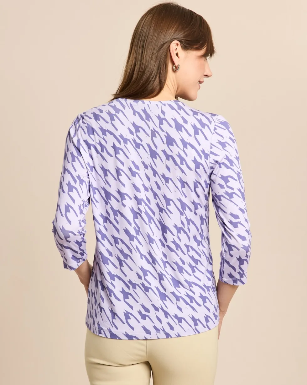 Shirt Hahnentritt V-Ausschnitt