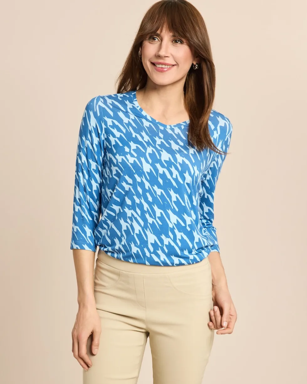 Shirt Hahnentritt V-Ausschnitt