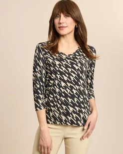 Shirt Hahnentritt V-Ausschnitt