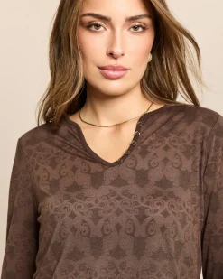 Shirt Henley-Kragen, Logo-Ausbrenner