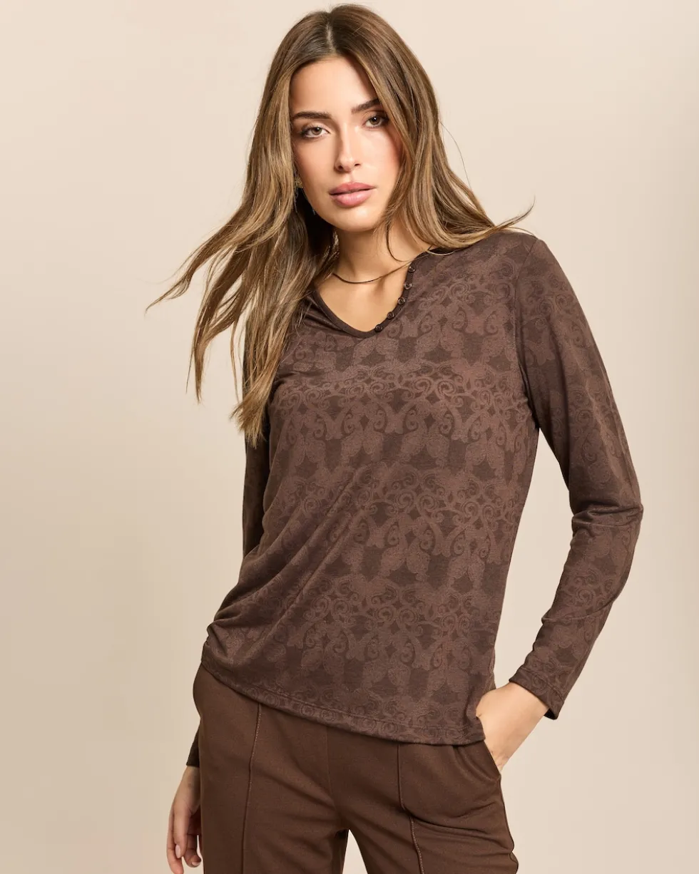 Shirt Henley-Kragen, Logo-Ausbrenner
