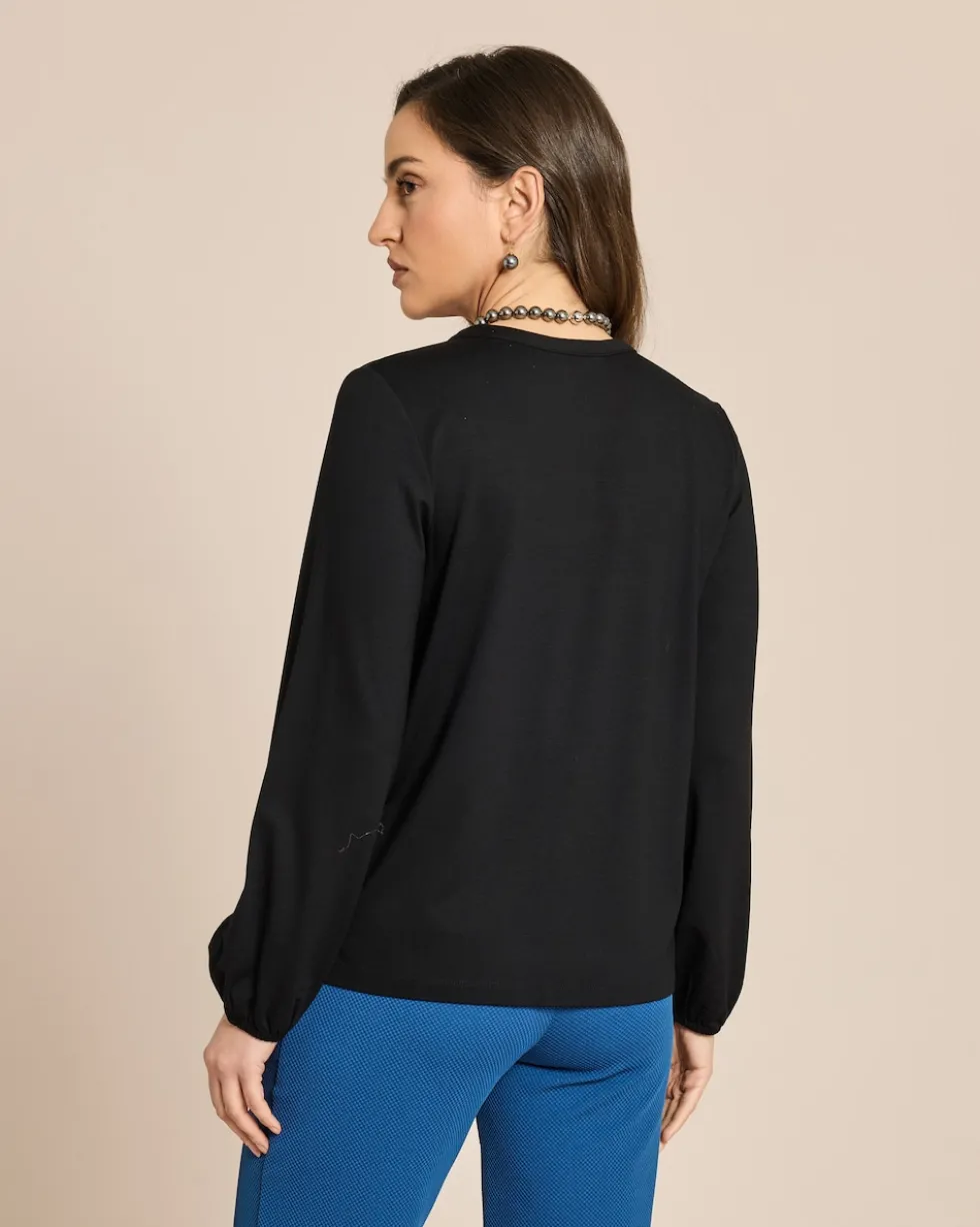 Shirt Materialmix, V-Ausschnitt