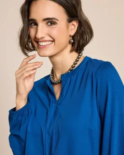 Shirt Materialmix, V-Ausschnitt
