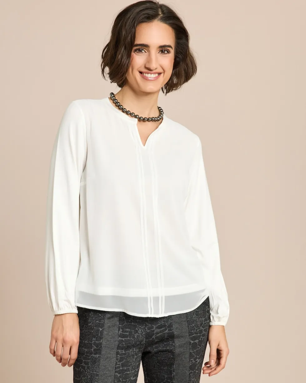 Shirt Materialmix, V-Ausschnitt