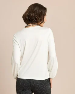 Shirt Materialmix, V-Ausschnitt