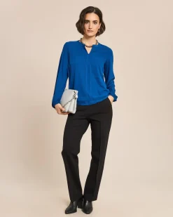 Shirt Materialmix, V-Ausschnitt