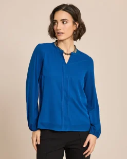 Shirt Materialmix, V-Ausschnitt