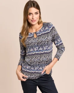 Shirt Mille-Fleur Rundhals & Key-Hole