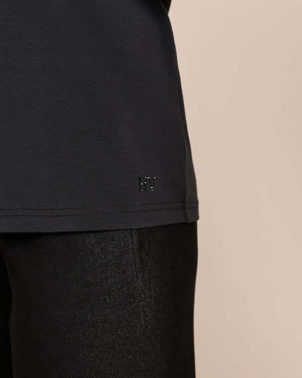 Shirt mit angeschnittenem Stehkragen