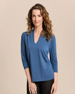 Shirt mit angeschnittenem Stehkragen